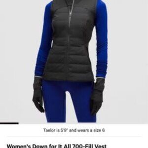 Lululemon Black Down for it All Layering Vest SZ 2 XXS XS